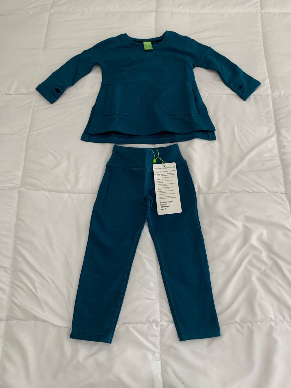 New Peekaboo Beans Warm Way Legging and Little Miss Tunic Size 1 - Picture 1 of 5